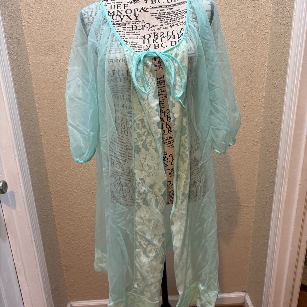 Teal Vintage Peignoir/Robe